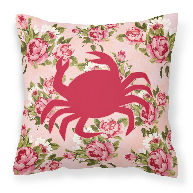 Crab Shabby Chic Pink Roses  Fabric Decorative Pillow BB1024-RS-PK-PW1414