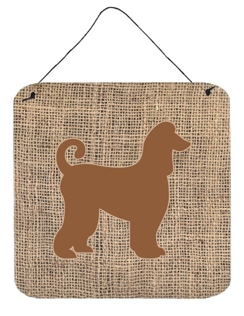 Afghan Hound Burlap and Brown Wall or Door Hanging Prints BB1066