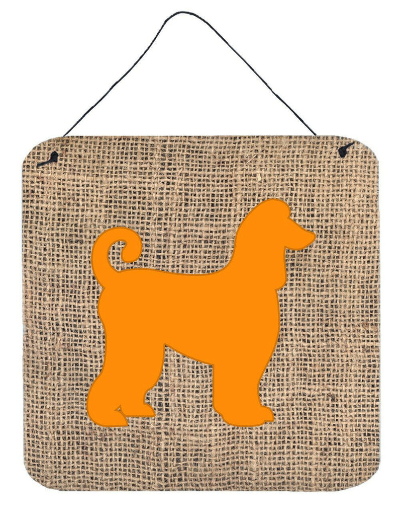 Afghan Hound Burlap and Orange Wall or Door Hanging Prints BB1066