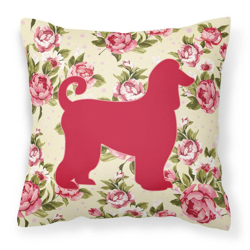 Afghan Hound Shabby Chic Yellow Roses  Fabric Decorative Pillow BB1066-RS-YW-PW1414