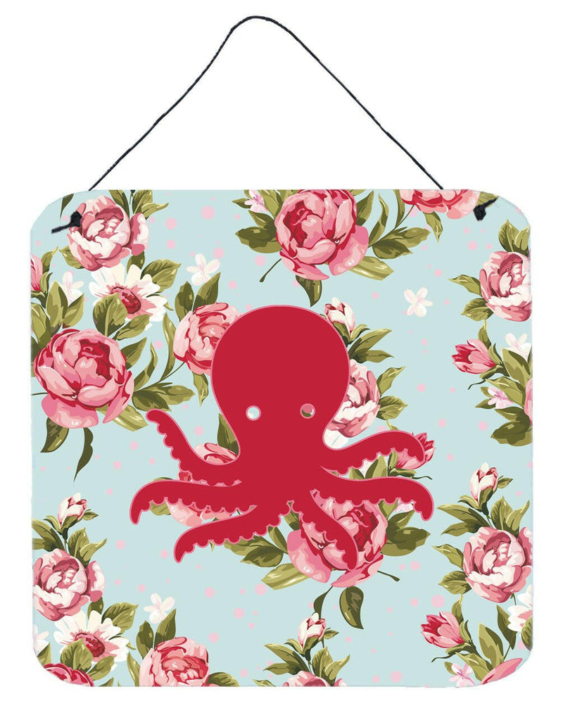 Octopus Shabby Chic Blue Roses Wall or Door Hanging Prints BB1090