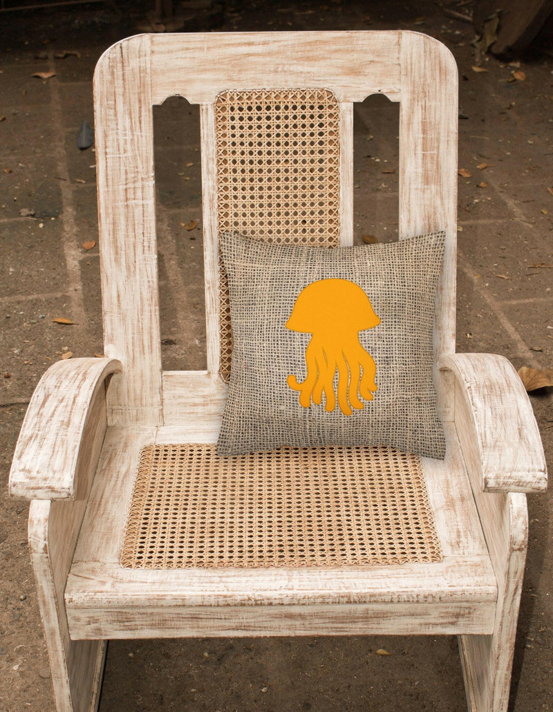 Jellyfish Burlap and Orange   Canvas Fabric Decorative Pillow BB1091