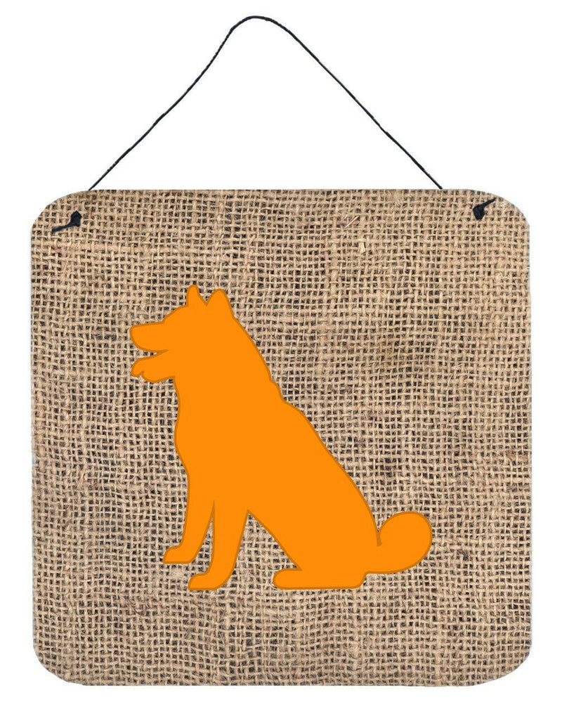 Shiba Inu Burlap and Orange Aluminium Metal Wall or Door Hanging Prints BB1113