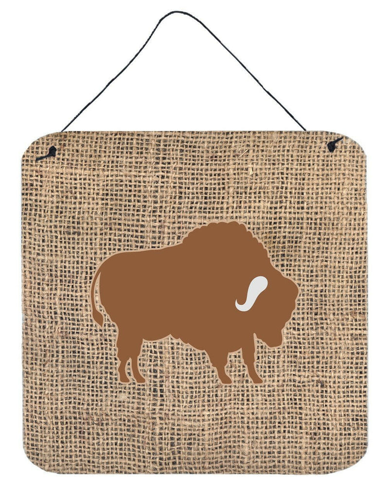 Buffalo Burlap and Brown Aluminium Metal Wall or Door Hanging Prints BB1127