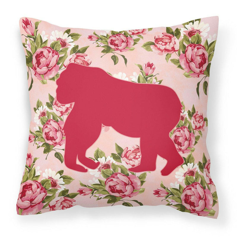 Gorilla Shabby Chic Pink Roses  Fabric Decorative Pillow BB1129-RS-PK-PW1414