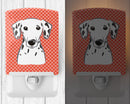 Red Checkered Dalmatian Ceramic Night Light Compact, UL-Certified, Ideal for Bedroom, Bathroom, Nursery, Hallway, Kitchen, 6x4x3, Multicolor