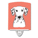 Red Checkered Dalmatian Ceramic Night Light Compact, UL-Certified, Ideal for Bedroom, Bathroom, Nursery, Hallway, Kitchen, 6x4x3, Multicolor