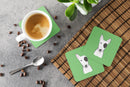 Green Checkered Bull Terrier Foam Coasters Set of 4 Cup Coasters for Indoor Outdoor, Tabletop Protection, Anti Slip, Mouse pad Material