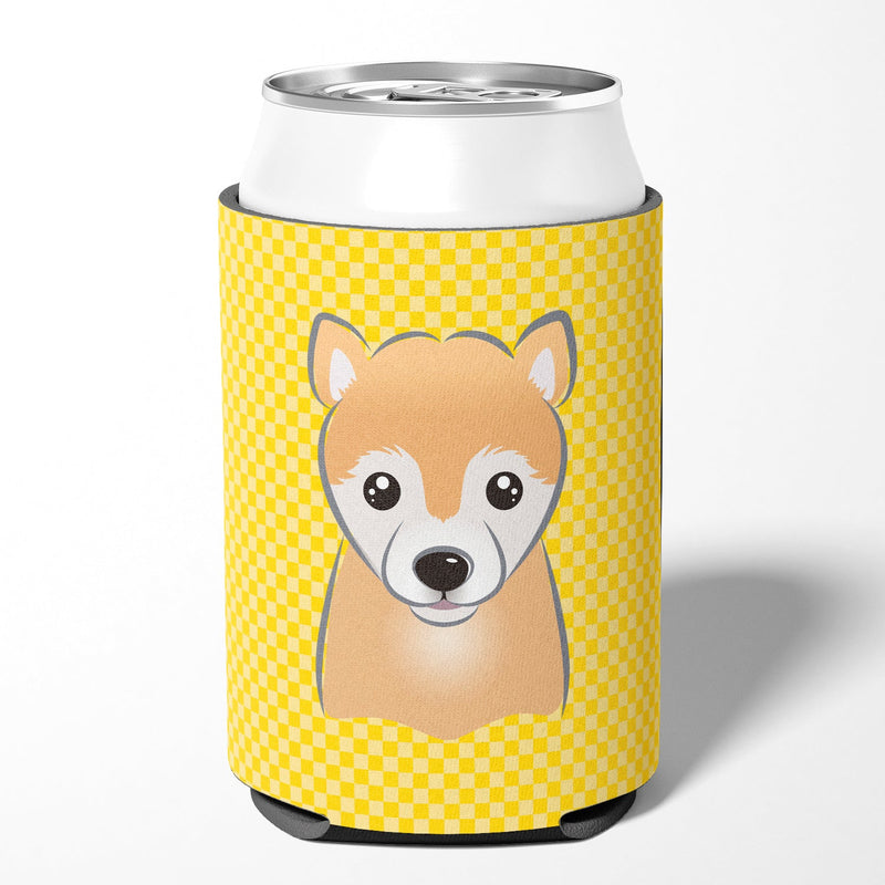 Yellow Checkered Shiba Inu Can or Bottle Hugger BB1133CC