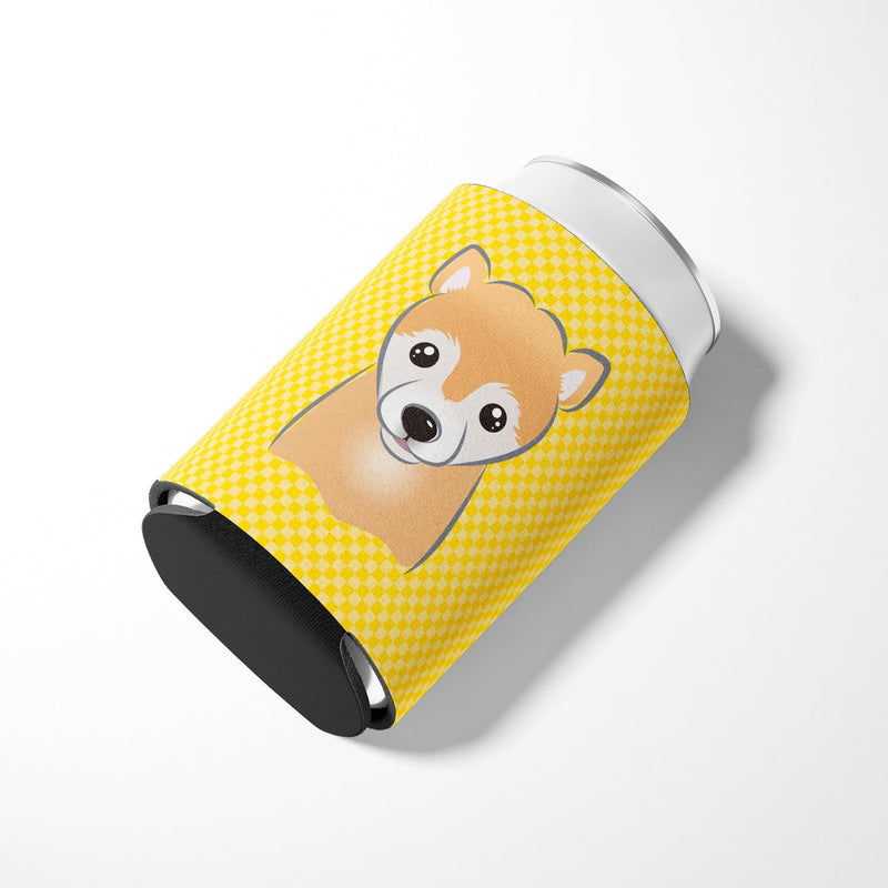 Yellow Checkered Shiba Inu Can or Bottle Hugger BB1133CC