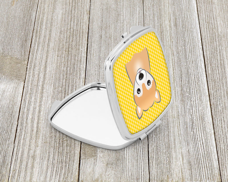 Yellow Checkered Shiba Inu Compact Mirror BB1133SCM