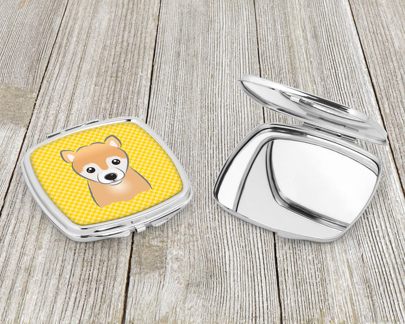 Yellow Checkered Shiba Inu Compact Mirror BB1133SCM