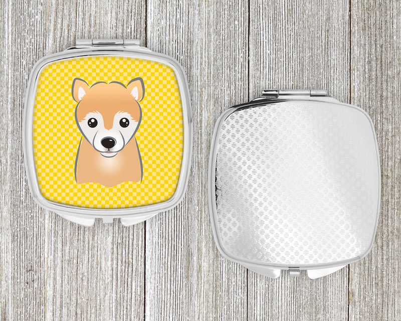 Yellow Checkered Shiba Inu Compact Mirror BB1133SCM