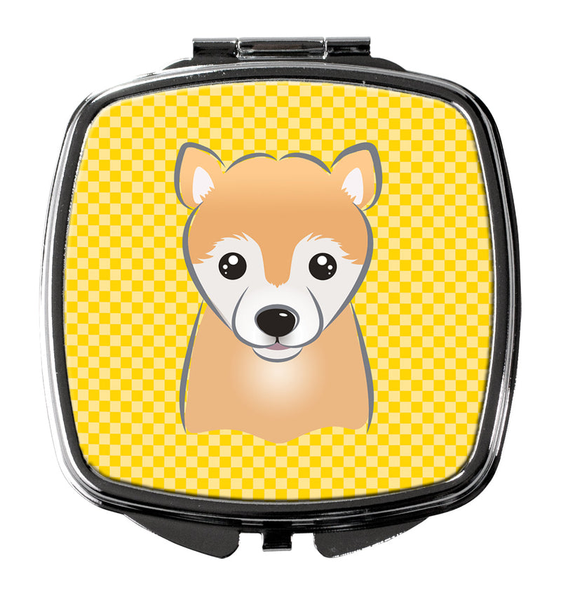 Yellow Checkered Shiba Inu Compact Mirror BB1133SCM