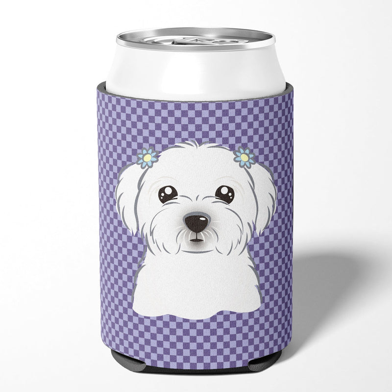 Purple Checkered Maltese Can or Bottle Hugger BB1134CC