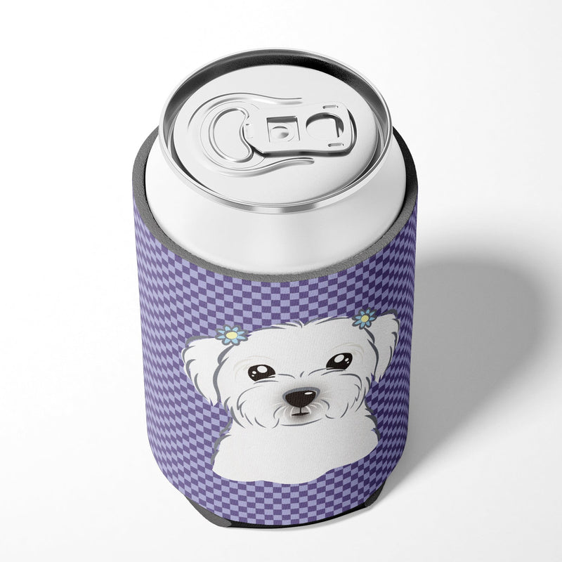 Purple Checkered Maltese Can or Bottle Hugger BB1134CC