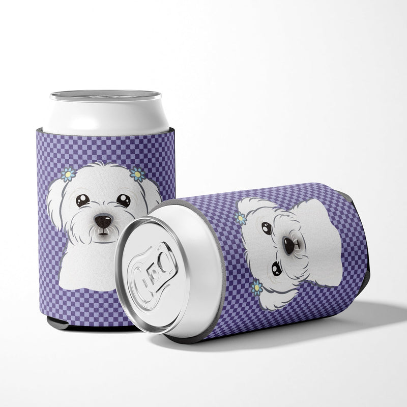 Purple Checkered Maltese Can or Bottle Hugger BB1134CC