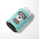 Blue Checkered Schnauzer Can or Bottle Hugger BB1136CC