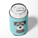 Blue Checkered Schnauzer Can or Bottle Hugger BB1136CC