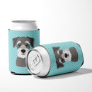 Blue Checkered Schnauzer Can or Bottle Hugger BB1136CC