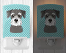 Blue Checkered Schnauzer Ceramic Night Light BB1136CNL