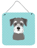 Blue Checkered Schnauzer Aluminium Metal Wall or Door Hanging Prints BB1136DS66