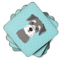 Blue Checkered Schnauzer Coasters - Set of 4 Lightweight Foam, Absorbent Drink Coasters BB1136FC