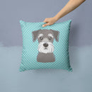 Blue Checkered Schnauzer Throw Pillow - 14x14 Decorative Pillow – Art for Your Home & Patio BB1136PW1414