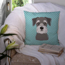 Blue Checkered Schnauzer Throw Pillow - 14x14 Decorative Pillow – Art for Your Home & Patio BB1136PW1414