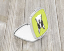 Lime Checkered Boston Terrier Compact Mirror Decorative Travel Makeup Mirror for Women Girls Gifts Pocket Makeup Mirror Folding Handheld