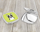 Lime Checkered Boston Terrier Compact Mirror Decorative Travel Makeup Mirror for Women Girls Gifts Pocket Makeup Mirror Folding Handheld