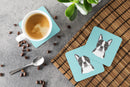 Checkerboard Blue Boston Terrier Foam Coasters Set of 4 Cup Coasters for Indoor Outdoor, Tabletop Protection, Anti Slip, Mouse pad Material