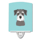 Checkerboard Blue Schnauzer Ceramic Night Light Compact, UL-Certified, Ideal for Bedroom, Bathroom, Nursery, Hallway, Kitchen, 6x4x3, Multicolor