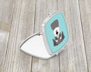 Checkerboard Blue Schnauzer Compact Mirror Decorative Travel Makeup Mirror for Women Girls Gifts Pocket Makeup Mirror Folding Handheld