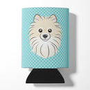 Checkerboard Blue Pomeranian Can or Bottle Hugger Cooler Sleeve for Standard 12 oz Cans, Insulated Foam Beer & Soda Can Hugger Reusable