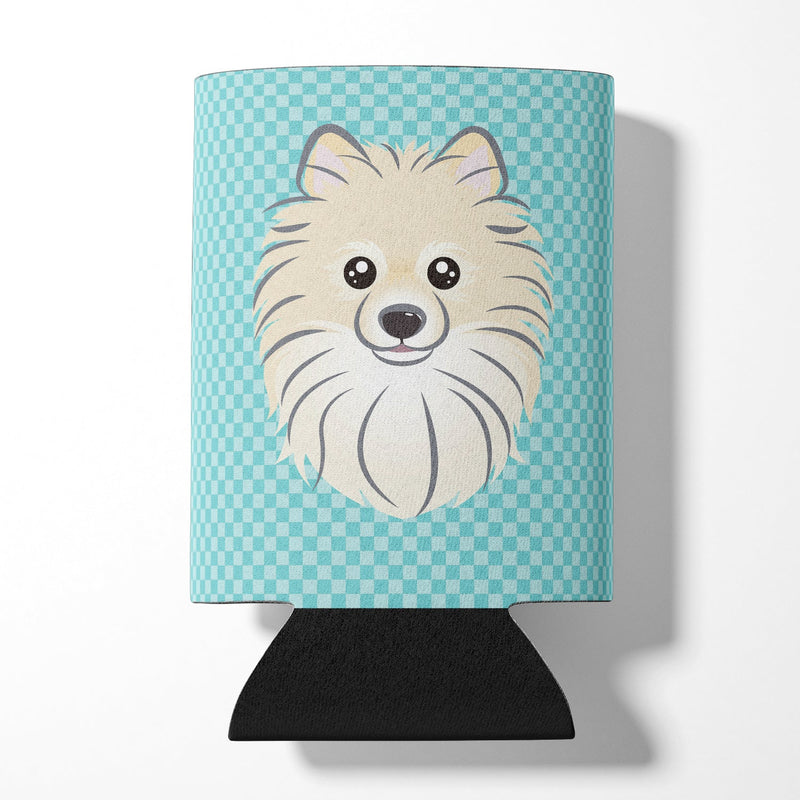 Checkerboard Blue Pomeranian Can or Bottle Hugger BB1145CC