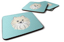 Checkerboard Blue Pomeranian Foam Coasters Set of 4 Cup Coasters for Indoor Outdoor, Tabletop Protection, Anti Slip, Mouse pad Material
