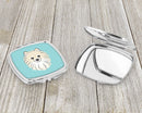 Checkerboard Blue Pomeranian Compact Mirror Decorative Travel Makeup Mirror for Women Girls Gifts Pocket Makeup Mirror Folding Handheld