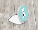 Checkerboard Blue Bull Terrier Compact Mirror Decorative Travel Makeup Mirror for Women Girls Gifts Pocket Makeup Mirror Folding Handheld