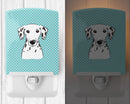 Checkerboard Blue Dalmatian Ceramic Night Light Compact, UL-Certified, Ideal for Bedroom, Bathroom, Nursery, Hallway, Kitchen, 6x4x3, Multicolor
