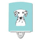 Checkerboard Blue Dalmatian Ceramic Night Light Compact, UL-Certified, Ideal for Bedroom, Bathroom, Nursery, Hallway, Kitchen, 6x4x3, Multicolor