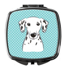 Checkerboard Blue Dalmatian Compact Mirror Decorative Travel Makeup Mirror for Women Girls Gifts Pocket Makeup Mirror Folding Handheld