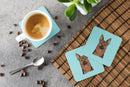 Checkerboard Blue German Shepherd Foam Coasters Set of 4 Cup Coasters for Indoor Outdoor, Tabletop Protection, Anti Slip, Mouse pad Material