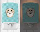 Checkerboard Blue Longhair Creme Dachshund Ceramic Night Light Compact, UL-Certified, Ideal for Bedroom, Bathroom, Nursery, Hallway, Kitchen, 6x4x3, Multicolor