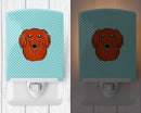 Checkerboard Blue Longhair Red Dachshund Ceramic Night Light Compact, UL-Certified, Ideal for Bedroom, Bathroom, Nursery, Hallway, Kitchen, 6x4x3, Multicolor