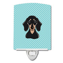 Checkerboard Blue Smooth Black and Tan Dachshund Ceramic Night Light Compact, UL-Certified, Ideal for Bedroom, Bathroom, Nursery, Hallway, Kitchen, 6x4x3, Multicolor