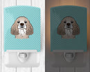 Checkerboard Blue Cocker Spaniel Ceramic Night Light Compact, UL-Certified, Ideal for Bedroom, Bathroom, Nursery, Hallway, Kitchen, 6x4x3, Multicolor