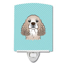 Checkerboard Blue Cocker Spaniel Ceramic Night Light Compact, UL-Certified, Ideal for Bedroom, Bathroom, Nursery, Hallway, Kitchen, 6x4x3, Multicolor