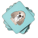 Checkerboard Blue Cocker Spaniel Foam Coasters Set of 4 Cup Coasters for Indoor Outdoor, Tabletop Protection, Anti Slip, Mouse pad Material