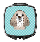 Checkerboard Blue Cocker Spaniel Compact Mirror Decorative Travel Makeup Mirror for Women Girls Gifts Pocket Makeup Mirror Folding Handheld